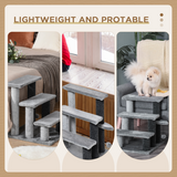 Compact Cat Tree with Step Platform, Scratching Posts and Hanging Ball – Easy-Access Cat Climber, Light Grey