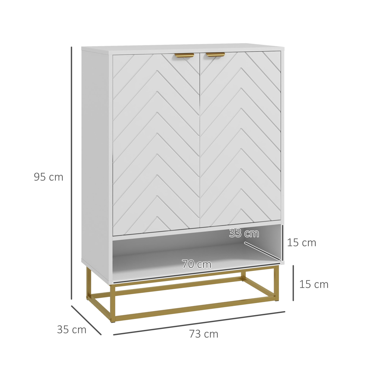 HOMCOM Shoe Cabinet with 2 Chevron Doors & Adjustable Shelf – Hallway Storage for 12 Pairs