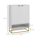 HOMCOM Shoe Cabinet with 2 Chevron Doors & Adjustable Shelf – Hallway Storage for 12 Pairs