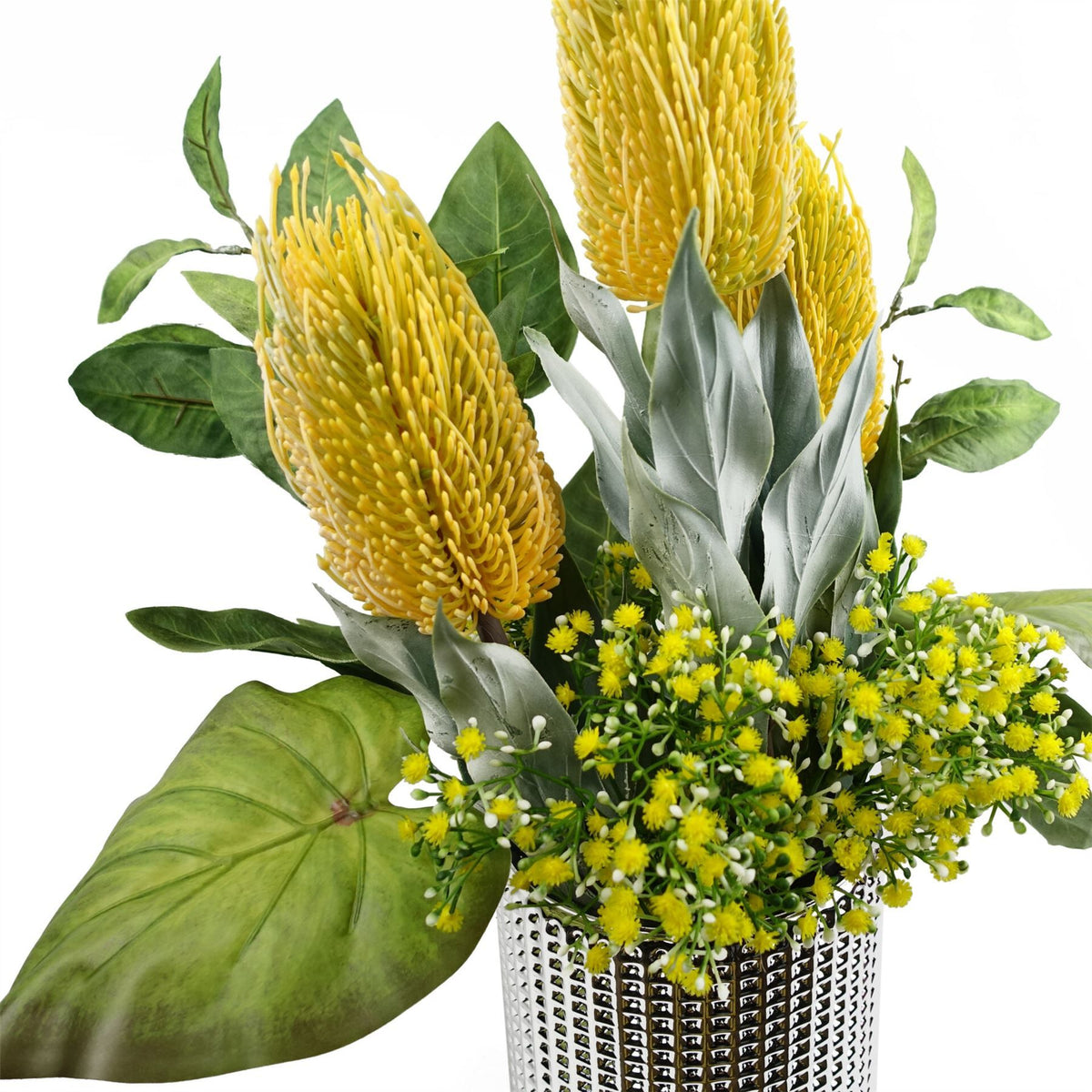 Artificial Yellow Gypsophila Stems, Pack of 6 – 55cm Wired Faux Flowers for Arrangements