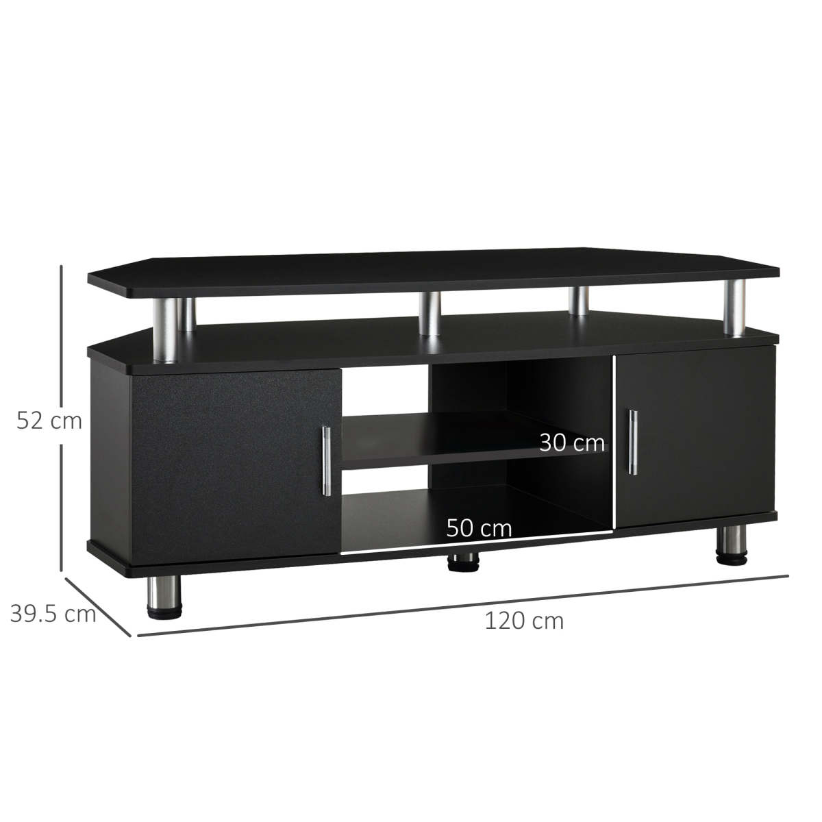 HOMCOM 120cm TV Unit Entertainment Centre with Open Shelves & Two Cupboards – Living Room Media Storage