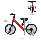 HOMCOM Kids Balance Bike with Removable Stabilisers and Pedals, 2-in-1 Trike – Ages 2-5, Red