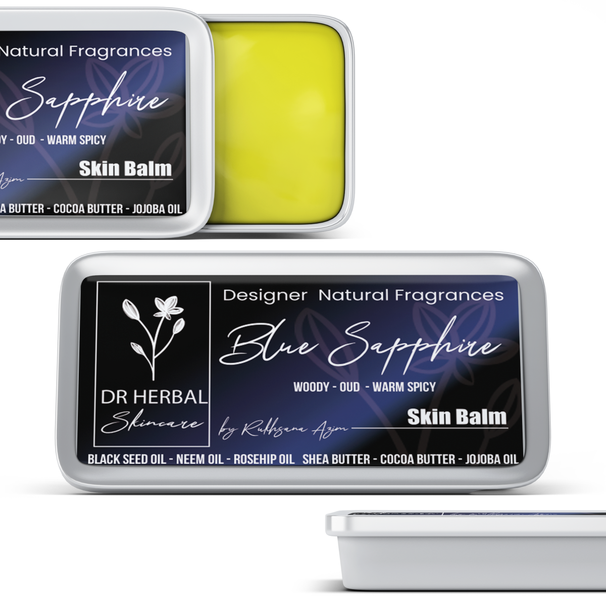 Dr Herbal Solid Fragrance Balm Blue Sapphire 20g Pocket Oud Scent for Men