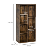 HOMCOM Industrial Cube Bookcase Display Cabinet with 7 Compartments – Metal Frame Storage, Rustic Brown
