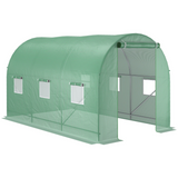 Walk-in Tunnel Greenhouse with 6 Windows & Zipped Roll-up Door – Steel Frame, 11.5 x 6.6 x 6.6ft, Deep Green