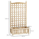 Outsunny Fir Wood Raised Garden Bed with Trellis & Drainage Holes – Indoor Outdoor Planter, Natural