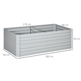 Outsunny Galvanised Steel Raised Garden Bed with Reinforced Rods, 180 x 90cm – Outdoor Planter for Flowers & Vegetables