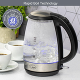 Quest 1.7L Fast Boil Clear Glass Kettle, 3kW – Carton of 6 for Offices and Lets