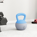 12kg Soft Kettlebell with Non-Slip Ergonomic Handle & Flat Base – Home Gym Weight, Light Blue & Grey
