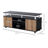 HOMCOM TV Cabinet Media Console with Cupboards, Shelves & Cable Management – Living Room Unit, Black & Walnut