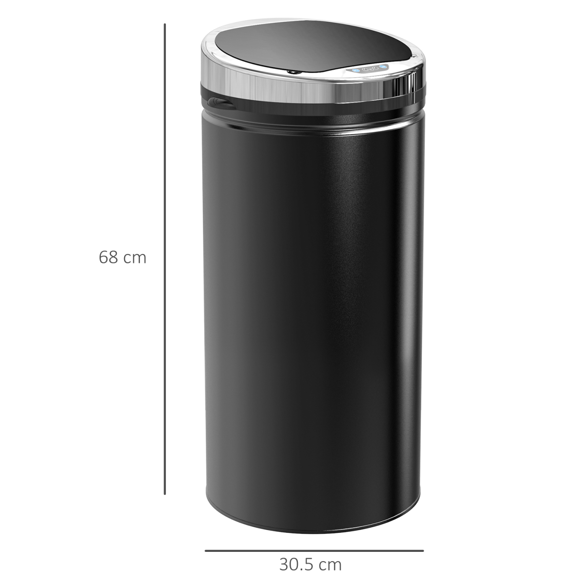 HOMCOM 42L Stainless Steel Sensor Kitchen Bin with Removable Inner Bucket – Black