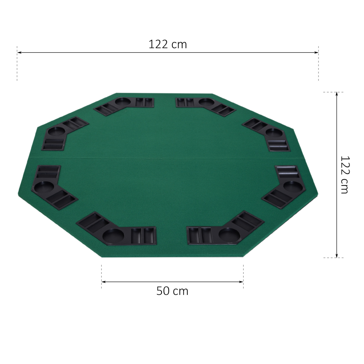 HOMCOM Foldable Poker Table Top for 8 Players, 1.2m with Chip Trays – Blackjack Topper with Carry Bag
