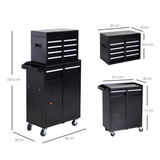 DURHAND Steel 4-Drawer Rolling Tool Cabinet with Removable Top Chest and Cupboard – Black