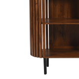 Indian Hub Slatted Mango Wood Medium Bookcase with Open Shelves – Hand-Crafted Storage, Natural Finish