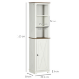 kleankin Tall Slim Bathroom Storage Cabinet with Door & Adjustable Shelves – Space-Saving Tallboy