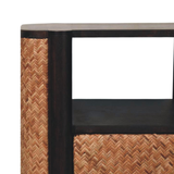 Artisan Furniture Solid Wood Rattan Curve Edge Nightstand with 2 Drawers and Shelf – Bedroom, Dark Brown