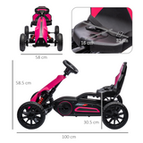 HOMCOM Kids Pedal Go Kart with Adjustable Seat, Handbrake and EVA Wheels – Ride-On for Ages 3-8, Pink