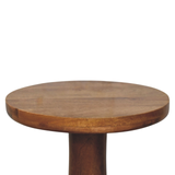 Artisan Furniture Curved Base Solid Mango Wood Side Table with Round Top – Sofa Accent Table, Brown