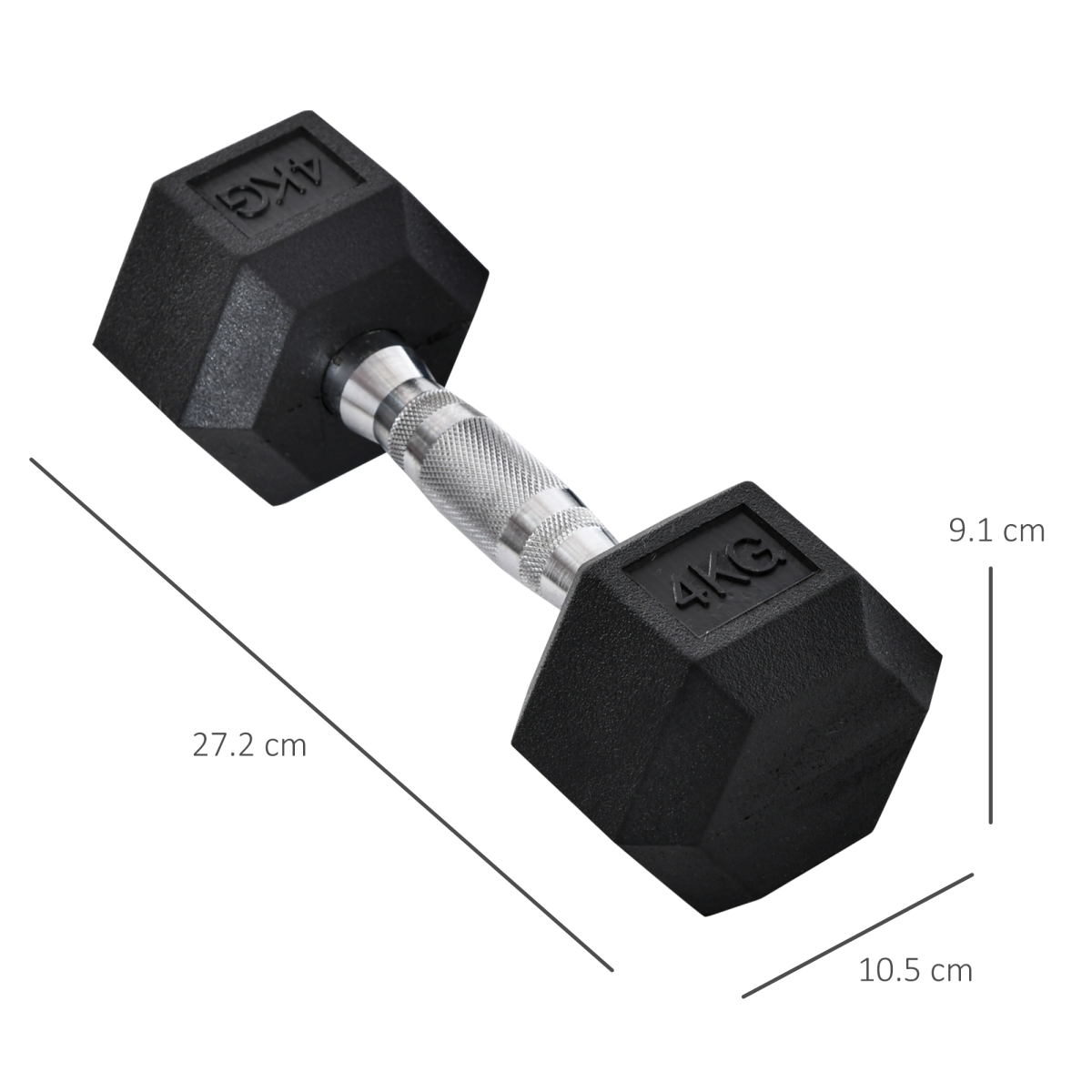 HOMCOM Hexagonal Dumbbells Set, 2 x 4kg with Knurled Handles & Anti-Roll Design – Home Gym Weight Lifting Hand Weights
