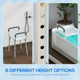 HOMCOM Rust-Free Aluminium Bath Chair with 6-Level Adjustable Height & Anti-Slip Mats – Light Blue