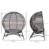 Outsunny Foldable Egg Chair with Padded Cushion, Steel Frame and Side Pocket – Indoor and Outdoor Lounge Seat