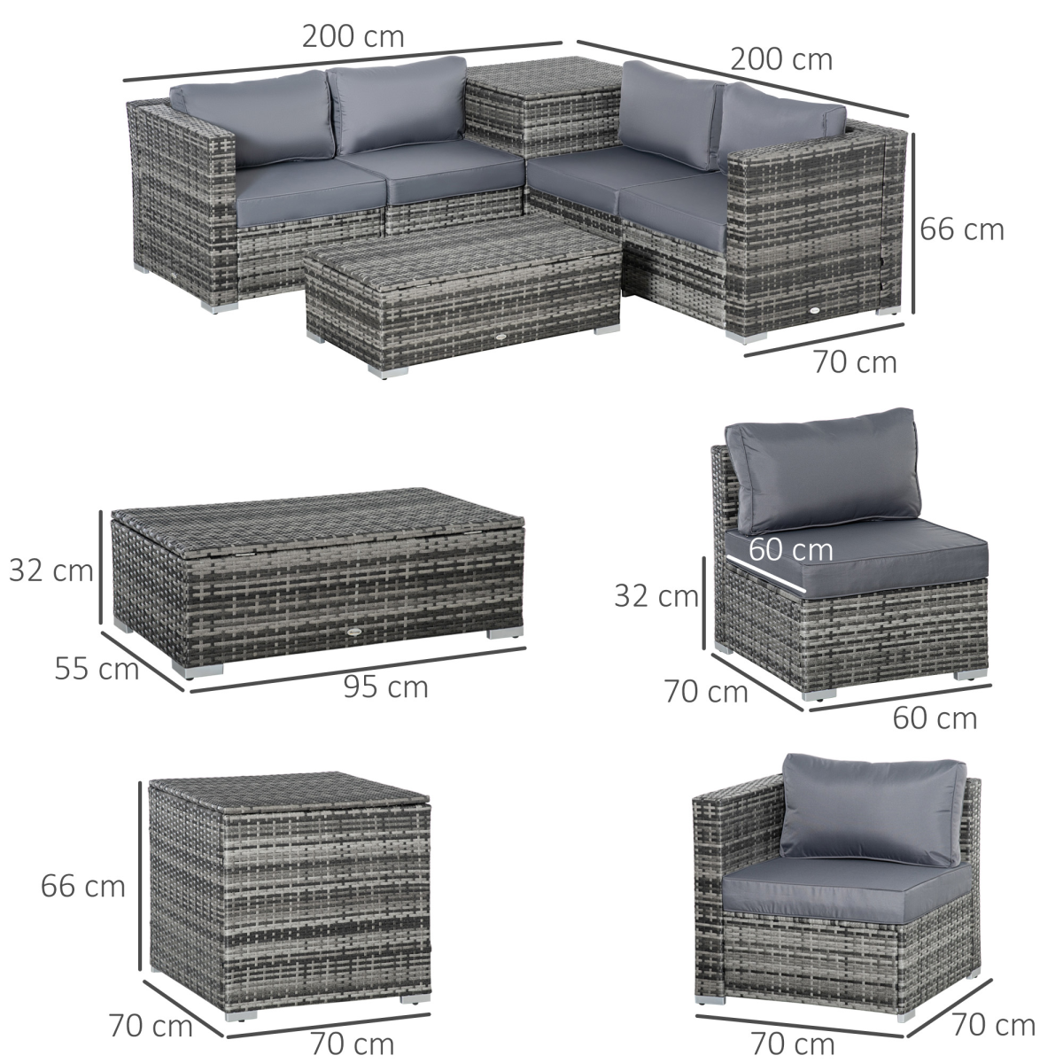 Close-up of the storage compartment on the Outsunny rattan table