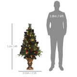 HOMCOM 4ft Artificial Christmas Tree with 60 Warm White LED Lights, Remote & Timer – Indoor Festive Decor, Green