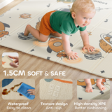 Foldable Baby Play Mat – Reversible Space Foam Crawling Mat, 177 x 146 cm