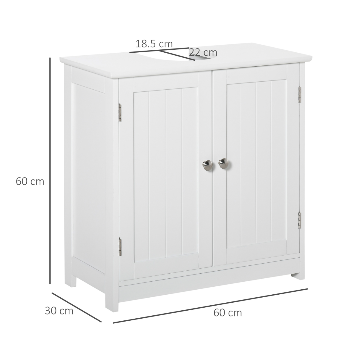 kleankin Under-Sink Storage Cabinet with Adjustable Shelf and Pipe Cut-Out – Bathroom Organiser, White