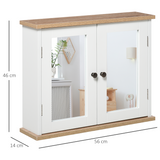kleankin Wall-Mounted Bathroom Mirror Cabinet with Double Doors & Adjustable Shelf – Space-Saving Storage