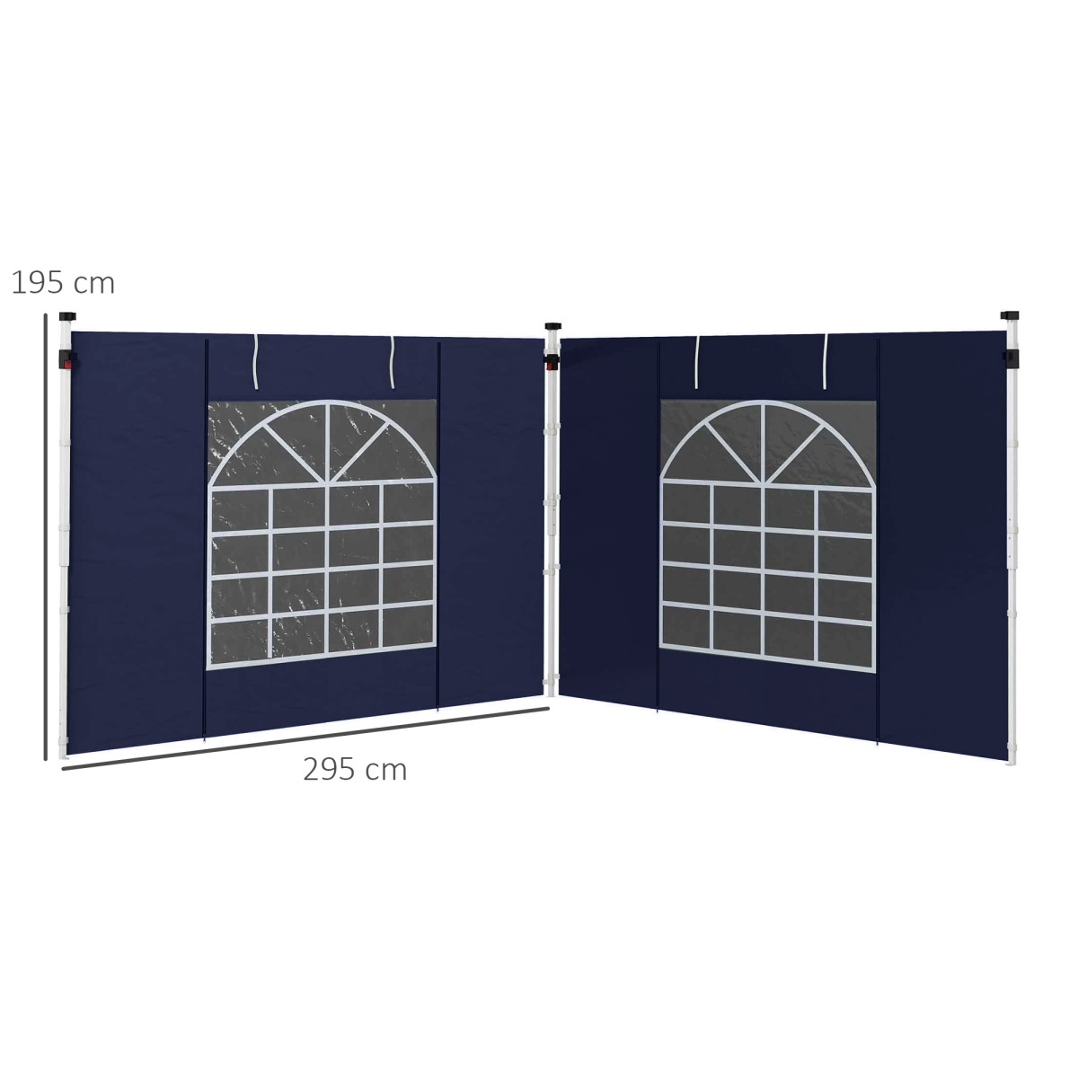 Outsunny 3x3m / 3x6m Pop Up Gazebo Side Panels, 2-Pack with Windows & Zipped Doors – Replacement Set, Blue
