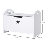 HOMCOM Kids Wooden Toy Box with Side Handles and Easy-Lift Lid – Children's Storage Organiser, White
