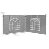 Outsunny 3x3m / 3x6m Pop Up Gazebo Side Panels, 2-Pack with Windows & Zipped Doors – Replacement Set, Grey