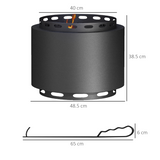 Outsunny 48.5cm Smokeless Wood Burning Fire Pit with Poker – Black Metal Outdoor Fireplace for Patio & Garden