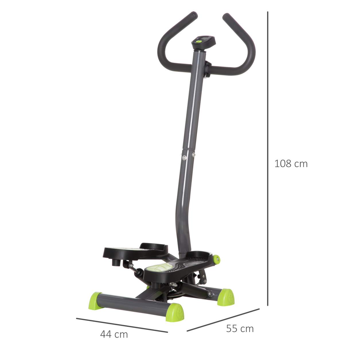 HOMCOM Twister Stepper with LCD Monitor & Height Adjustable Design – Step Machine for Home Leg Workouts, Grey