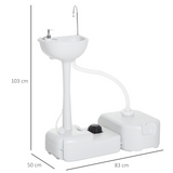Outsunny Portable Hand Wash Sink with Foot Pump, Soap Dispenser & Towel Holder – Camping Water Tank, 24L Recovery Tank