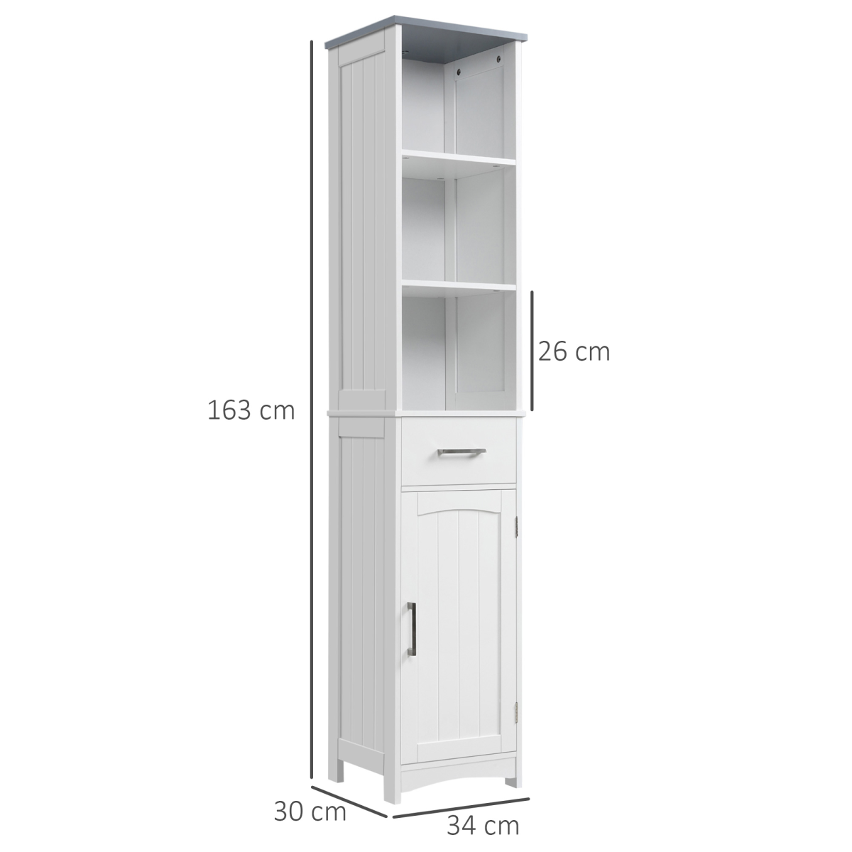 kleankin Tall Slim Bathroom Storage Cabinet with Drawer and Cupboard – Freestanding Linen Tower, White