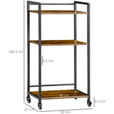 HOMCOM 3-Tier Printer Stand and Utility Cart with Adjustable Shelves – Rolling Storage Trolley