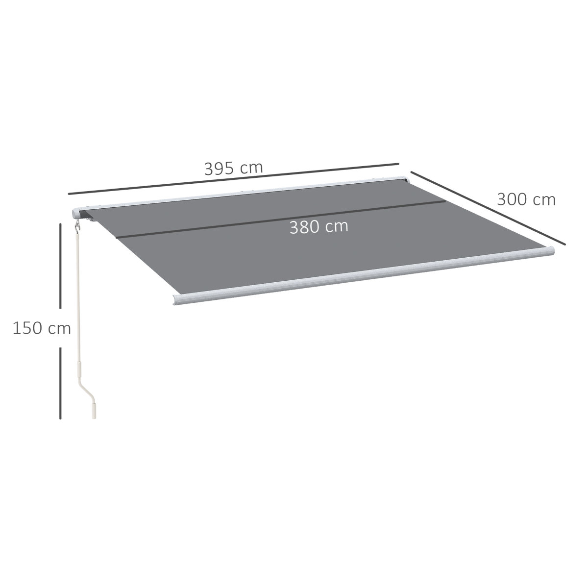 Outsunny 4 x 3m Electric Retractable Cassette Awning with Remote & Hand Crank – Patio Door & Window Sun Shade