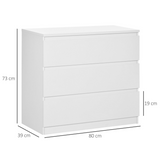 3-Drawer Chest of Drawers – Smooth-Running Bedroom Storage with Anti-Tip Fitting, White