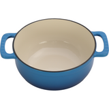 Cast Iron 6QT Enamel Cooking Pot with Lid and Two Silicone Gloves – Casserole Dutch Oven, Gradient Blue