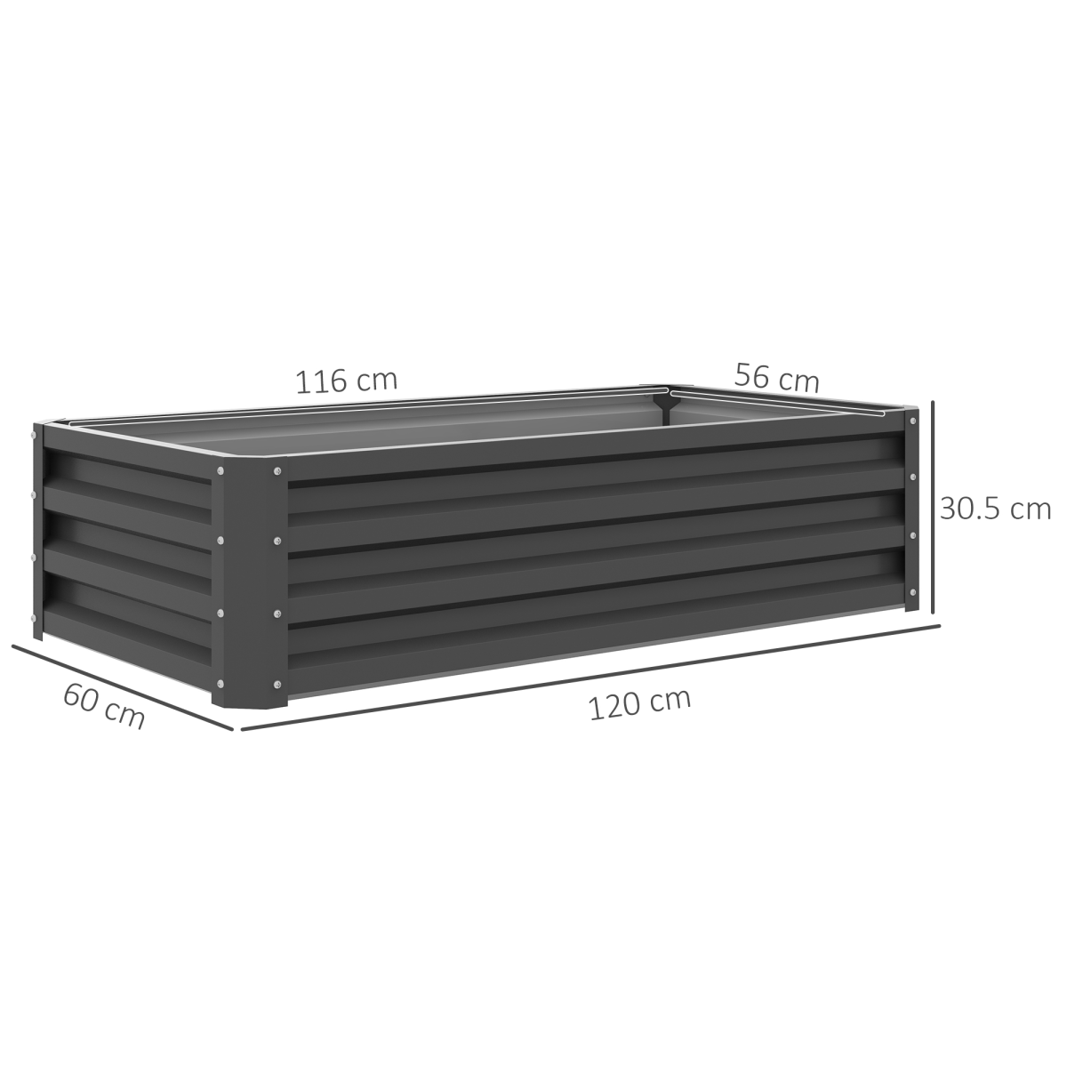 Outsunny Steel Raised Garden Bed with 30.5cm Panels – Elevated Planter Box for Flowers and Plants, Light Grey