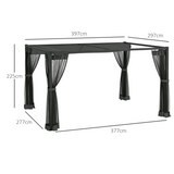 Outsunny 3 x 4m Retractable Pergola with Net Curtains & Aluminium Frame – Garden Shelter, Dark Grey