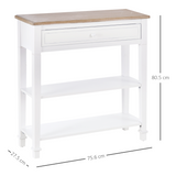 HOMCOM MDF Console Table with Wide Drawer and 2 Shelves – Hallway Storage Unit, White