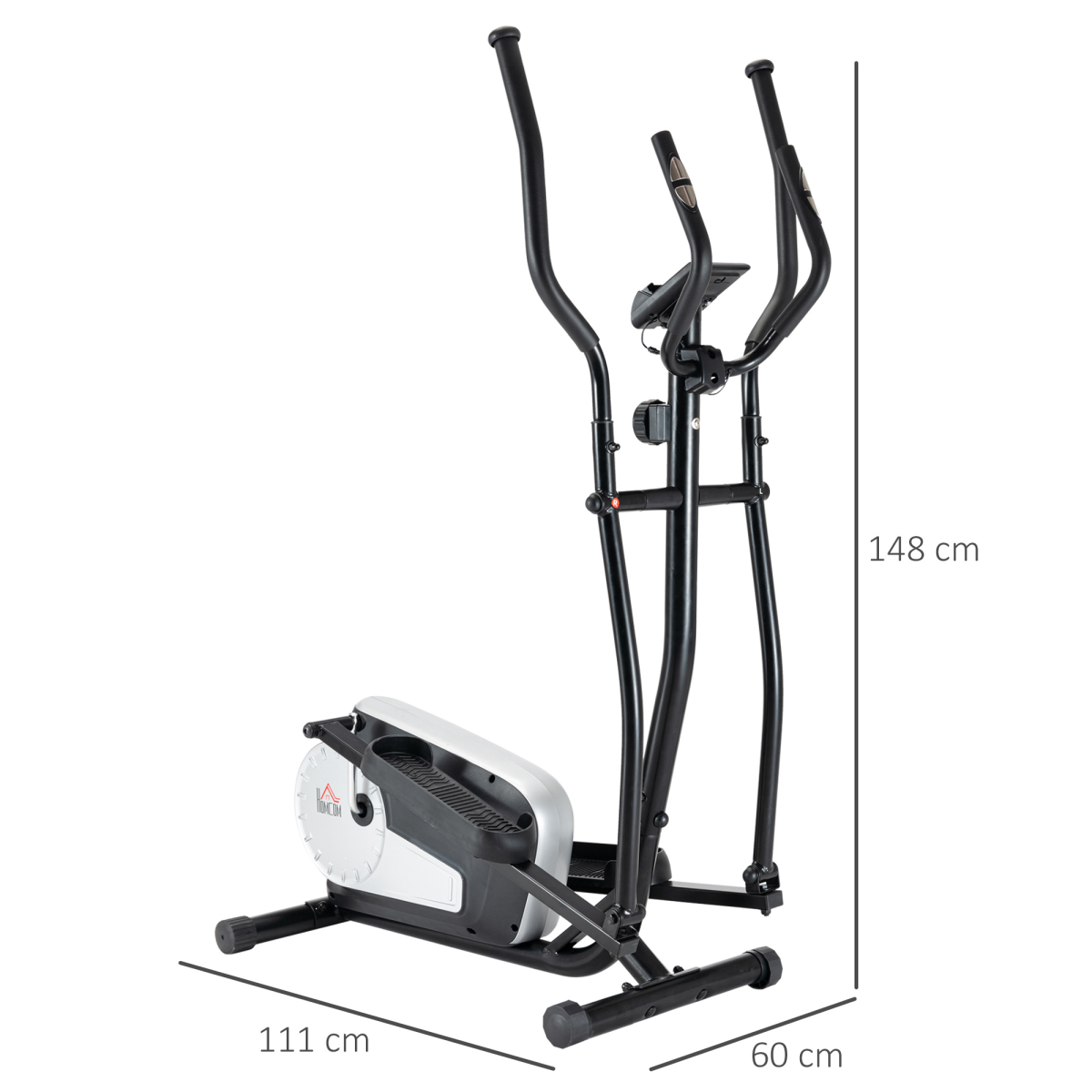 HOMCOM Elliptical Cross Trainer with 8 Resistance Levels & LCD Monitor – Home Cardio Machine, Black