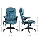 Executive Reclining Office Chair with Heated Massage & Padded Headrest – Swivel Base, Blue