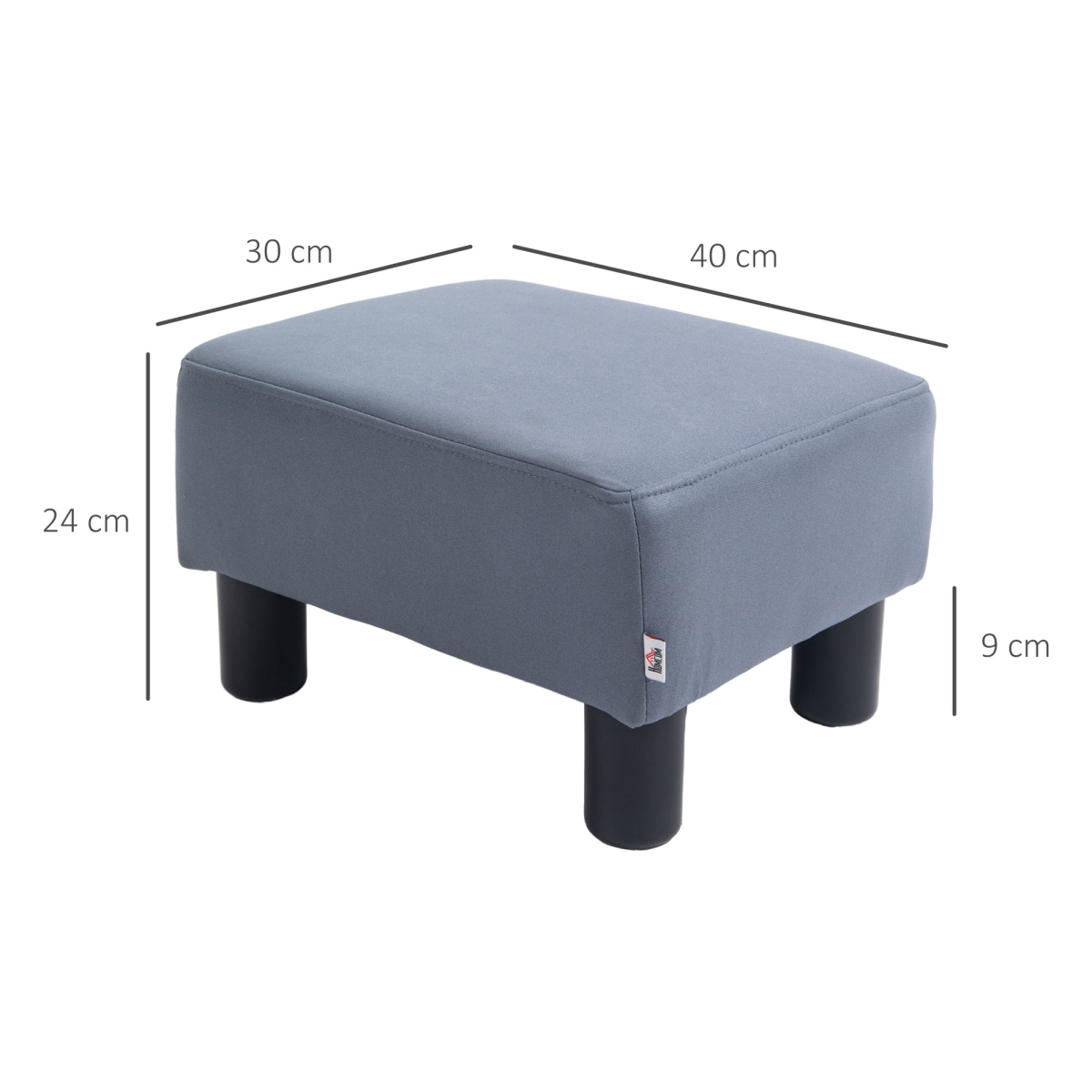 Small Ottoman Footrest Seat Footstool with Foam Padding – Home Office Footstool, Grey