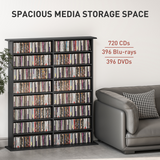 HOMCOM CD and DVD Storage Tower – Holds 720 CDs or 396 DVDs/Blu-rays, Black