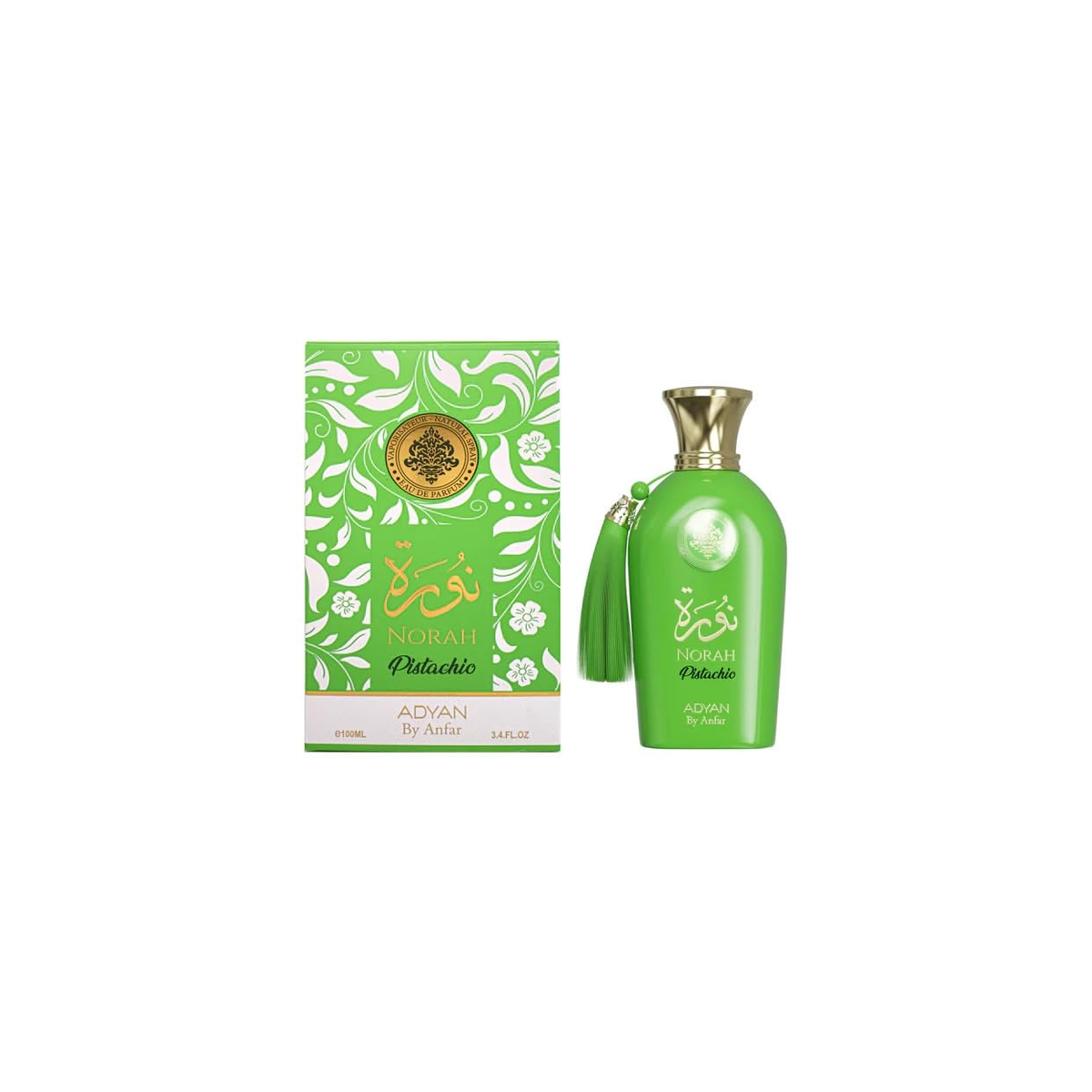 Adyan Norah Pistachio Eau de Parfum 100ml for Women – Pistachio, Ice Cream & Bergamot Scent, Green Glass Bottle