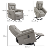 HOMCOM Power Lift Recliner Chair with Side Pocket and Handset Control – Easy-Clean Grey PU Leather